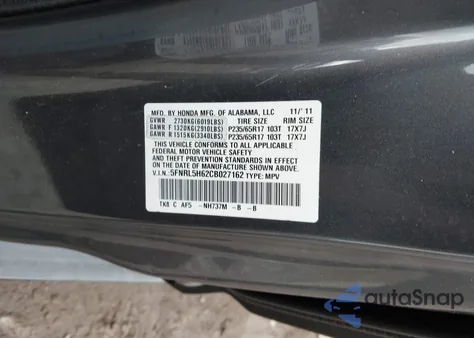 2012 Honda Odyssey Ex-L из США, поврежденный, VIN 5FNRL5H62CB027162